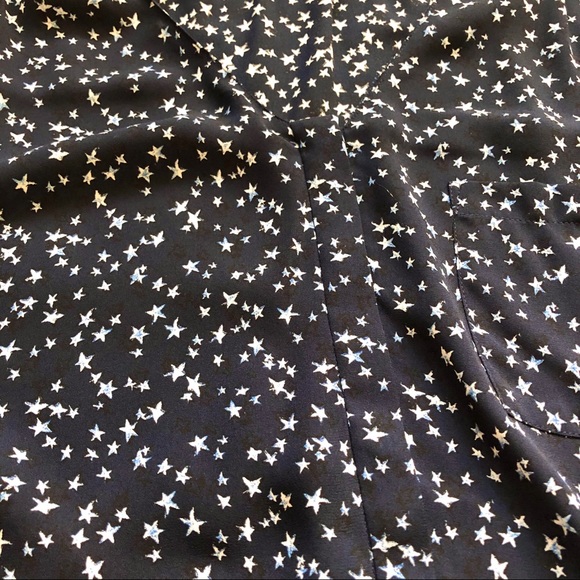 Zara Navy Blue Star Chiffon Long Sleeve Button Up Blouse Size XS - Picture 10 of 12